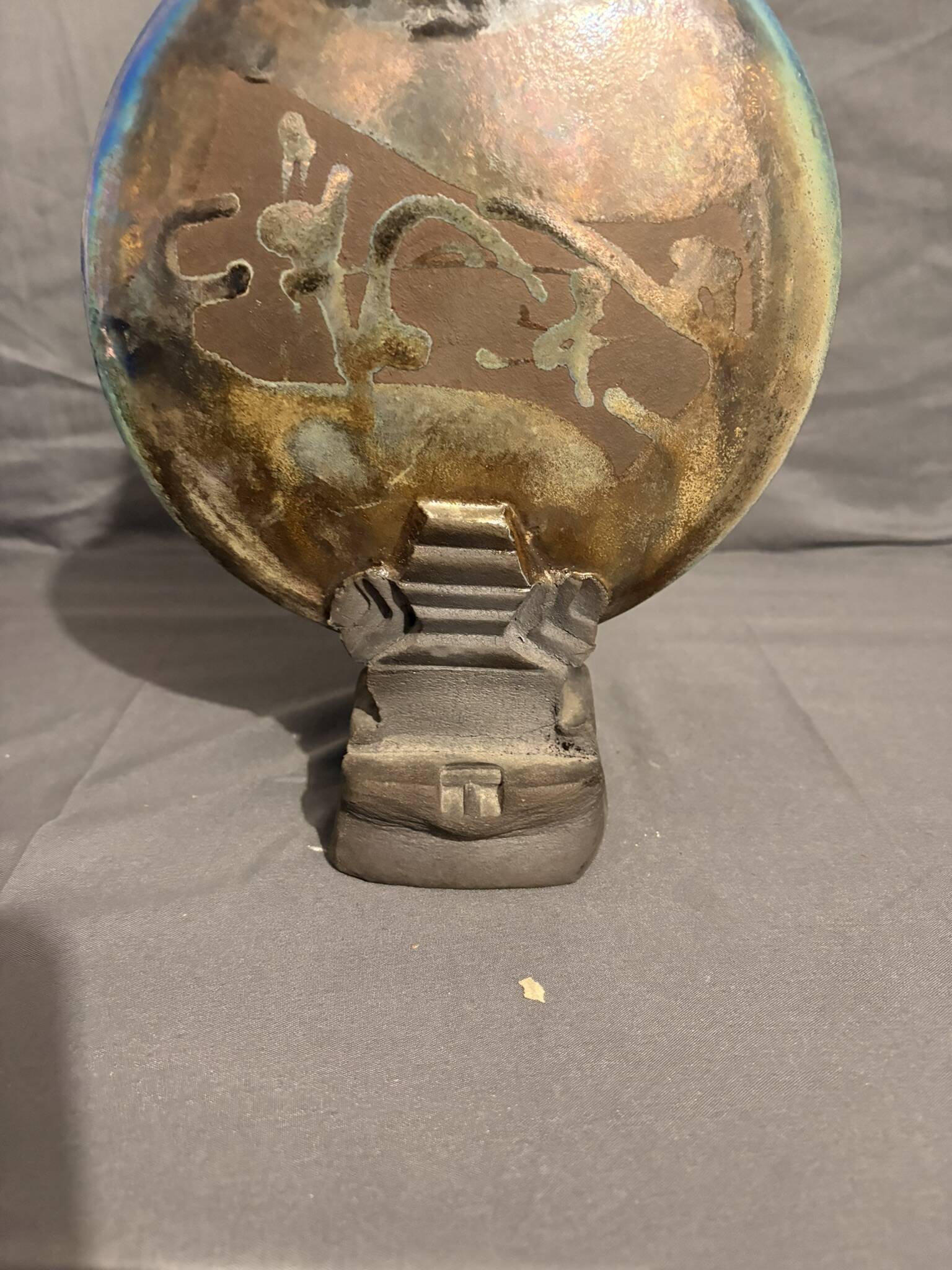 Sculpture Vase Ceramic Contemporary Art Raku Firing Wabi Sabi Eye