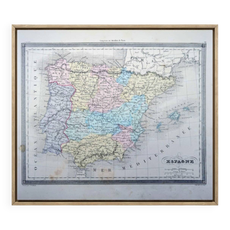 L'Espagne, carte ancienne, imprimée en 1852.