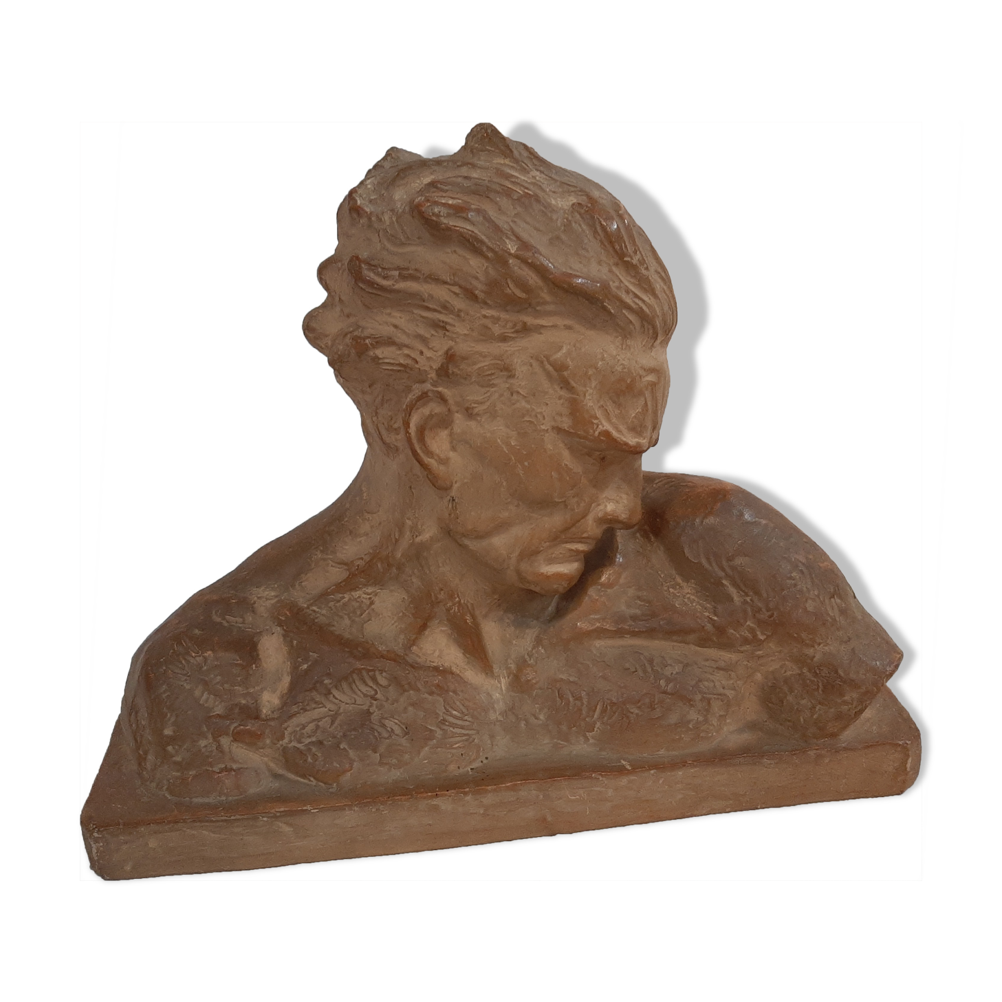 Bust of Jean mermoz in terracotta signed cipriani