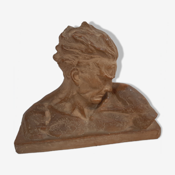 Bust of Jean mermoz in terracotta signed cipriani