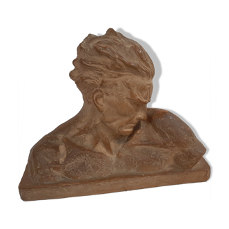 Bust of Jean mermoz in terracotta signed cipriani