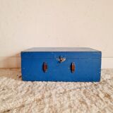 Blue old wooden trunk