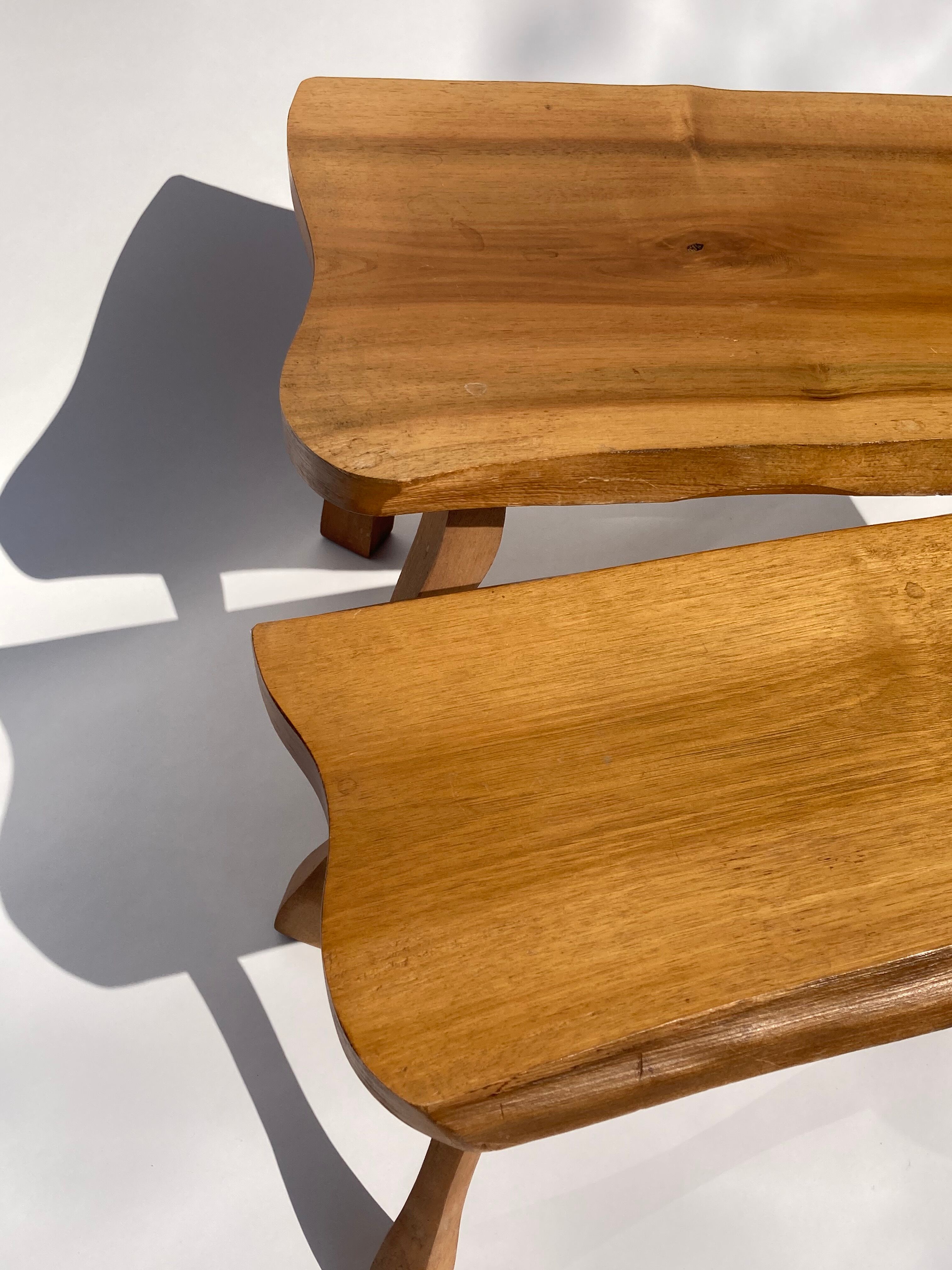Dutch nesting tree tables Wabi Sabi brutalist style, 1960s