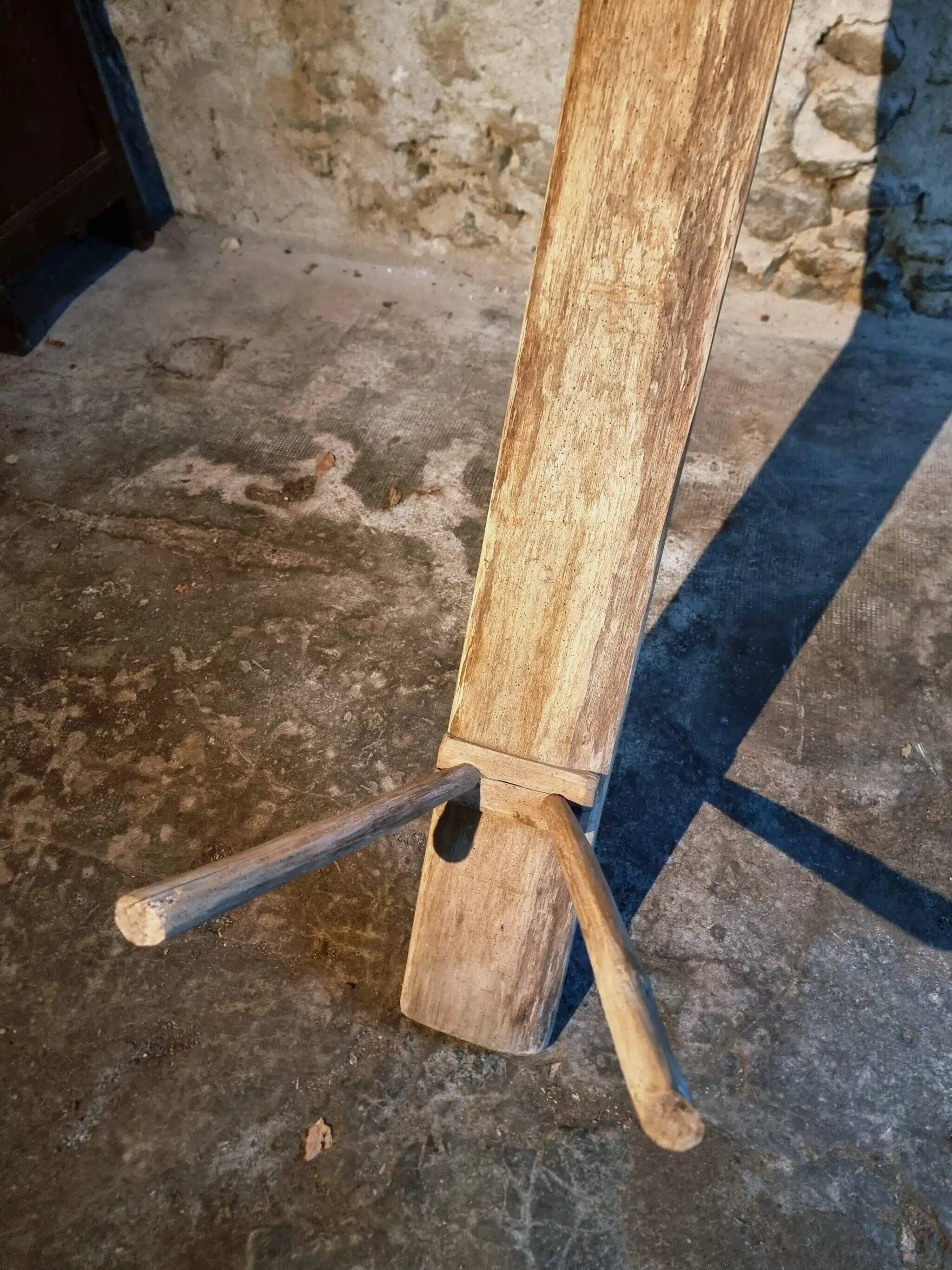 Antique primitive oak bench – Circa 1900, Allier region, France