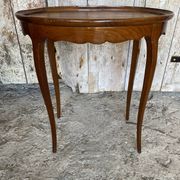 Antique Oval Cocktail Table Guéridon LOUIS XV Wooden Curved Legs Vintage