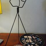 Tripod stand ashtray with vintage top and crystal ashtray