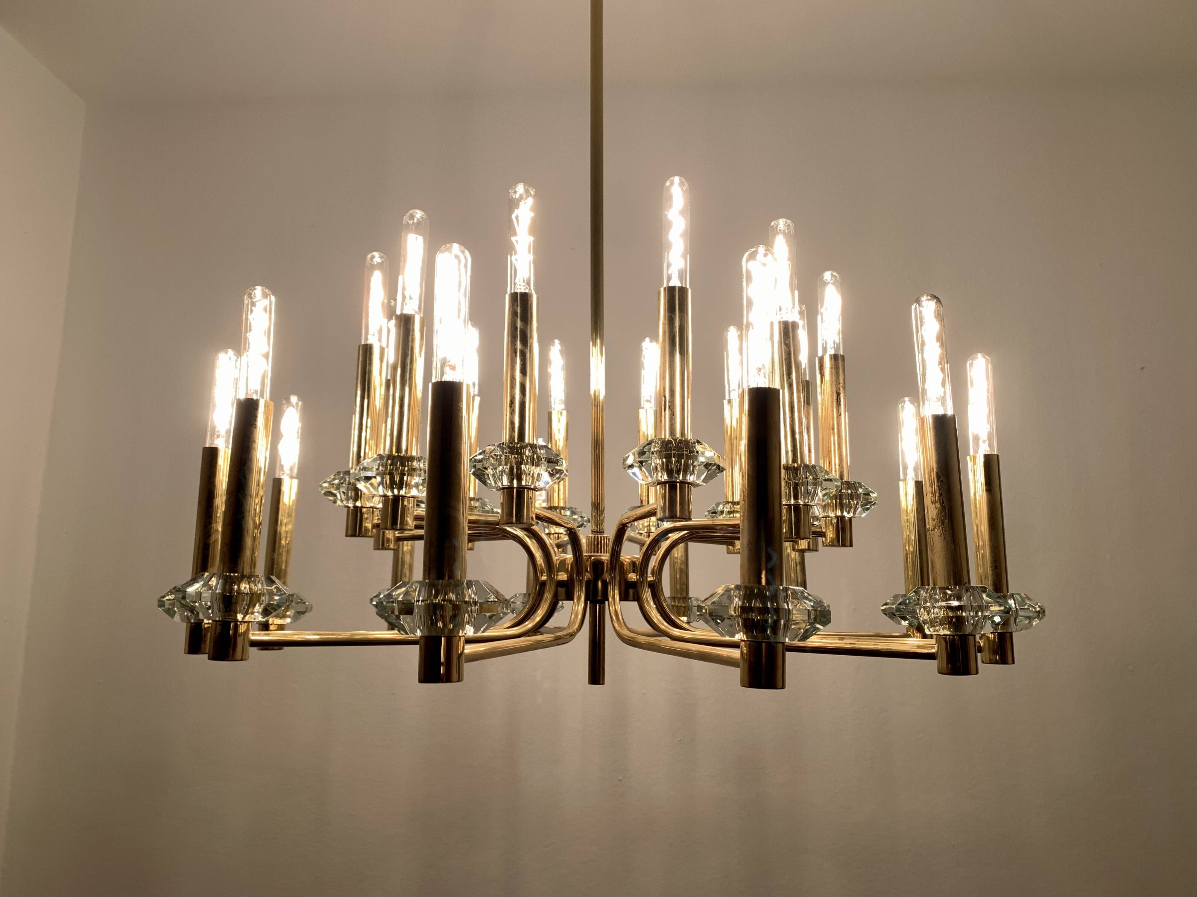 Brass Chandelier by Gaetano Sciolari
