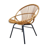 Vintage rattan shell armchair from the 60s