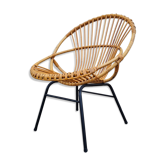 Vintage rattan shell armchair from the 60s