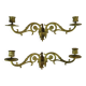 PAIRE d'APPLIQUES CHANDELIERS en BRONZE