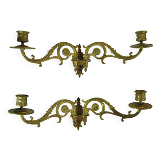 PAIR OF BRONZE WALL LIGHTS/CHANDELIERS