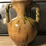 Handled vase in enameled ceramic, stamp to identify