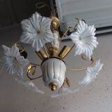 Vintage Italian white floral chandelier