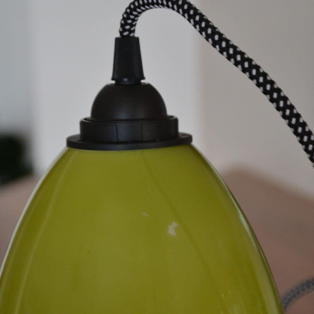 Sixties pop glass walk-in lamp - green colours and black and white cord