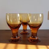 Lot de 3 verres à pied ambrée