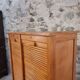 Armoire à rideaux vintage en chêne français – années 1960 – rangement de bureau avec étagères réglables