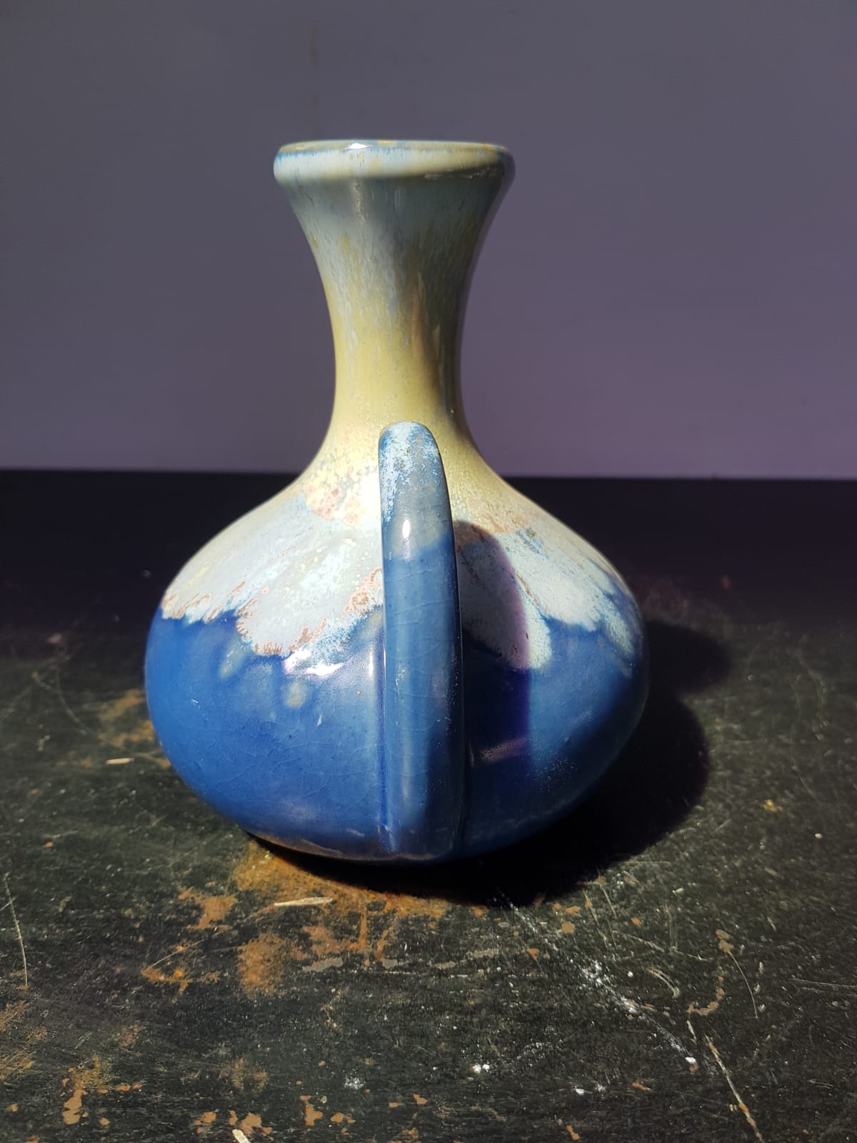 Old vase alpho ceramic blue 1970