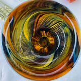 Coupe sur pied en verre multicouche à décor de forme libre Patrick Lepage