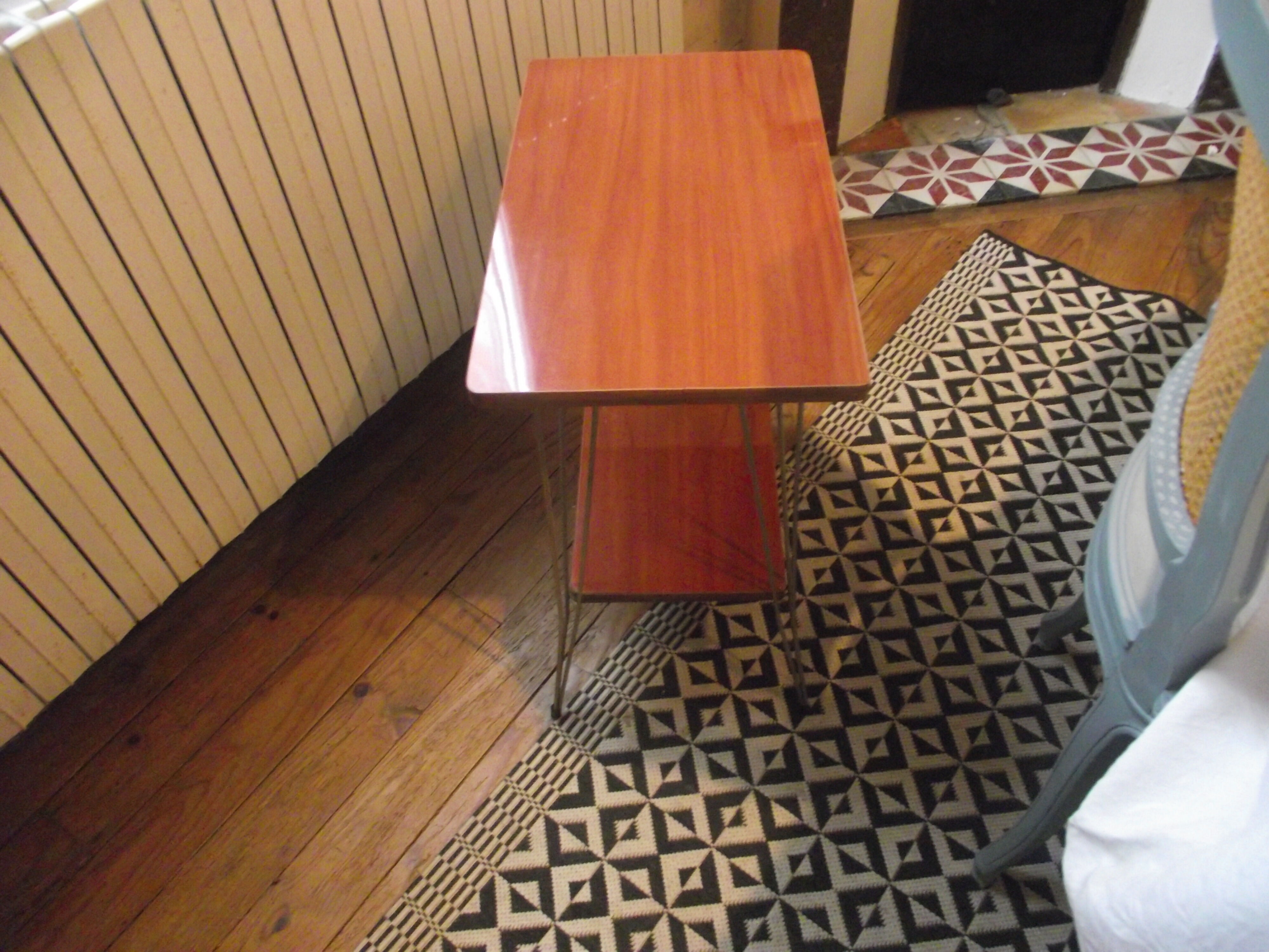 Small side table from the 60s wood and gilded metal.