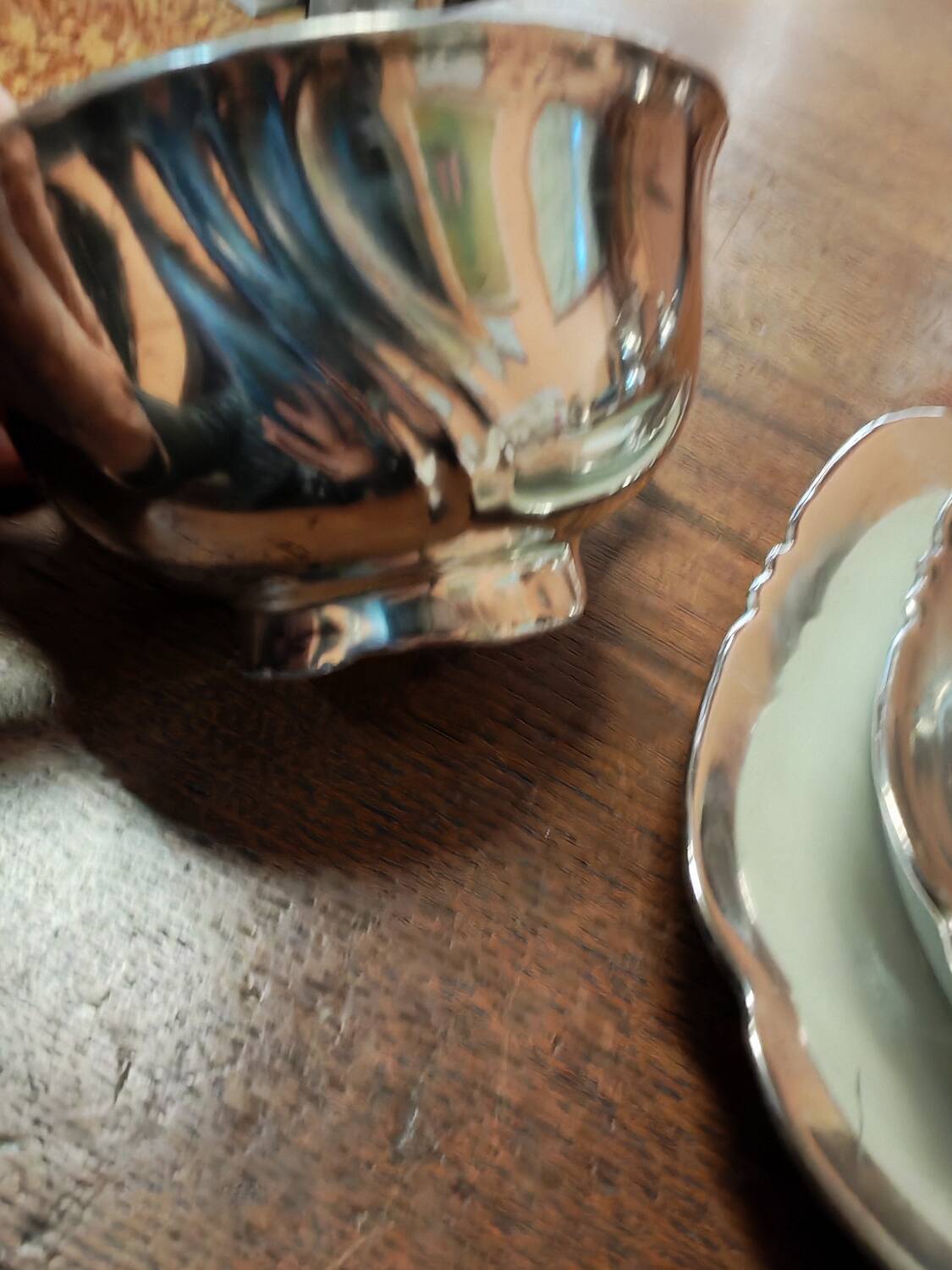 Breakfast set with tea or coffee in porcelain.