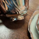 Breakfast set with tea or coffee in porcelain.