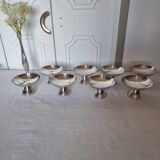 Set of 8 silver metal glasses for champagne or ice cream Mid Century Design