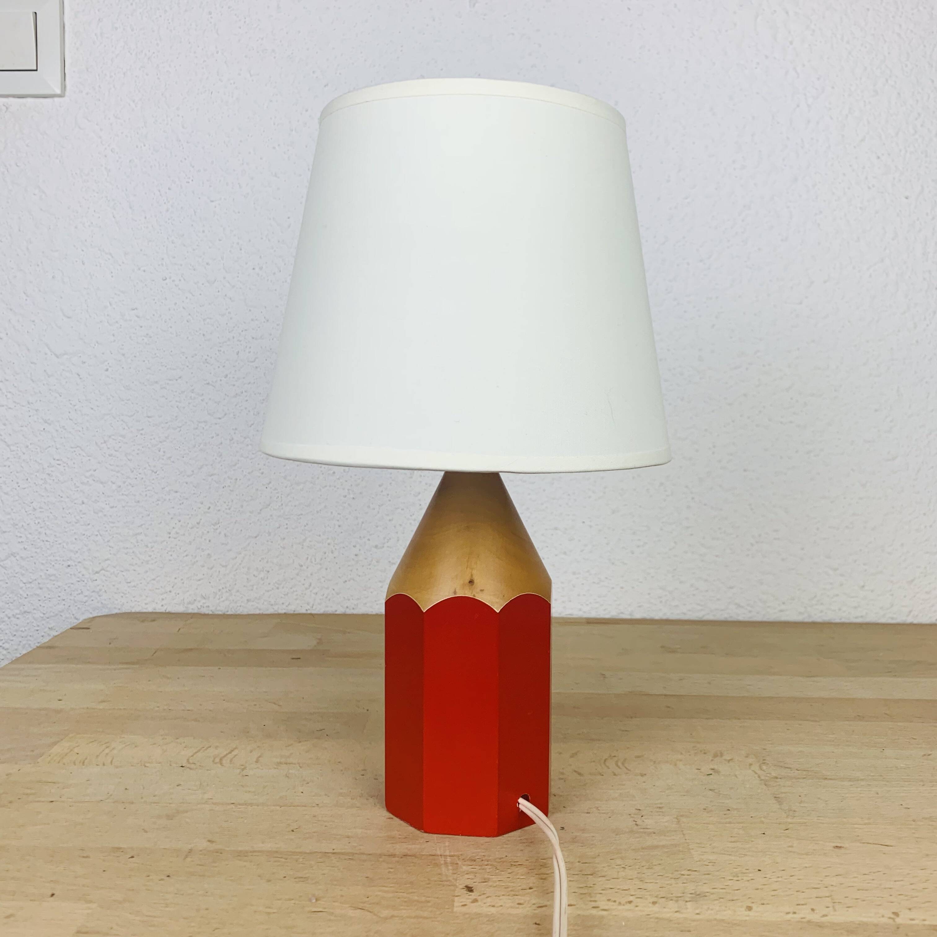 Pierre Sala pencil lamp for children, red wood