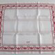 Large red and white tablecloth 1m95x2m85 and its 12 monogrammed “gf” napkins