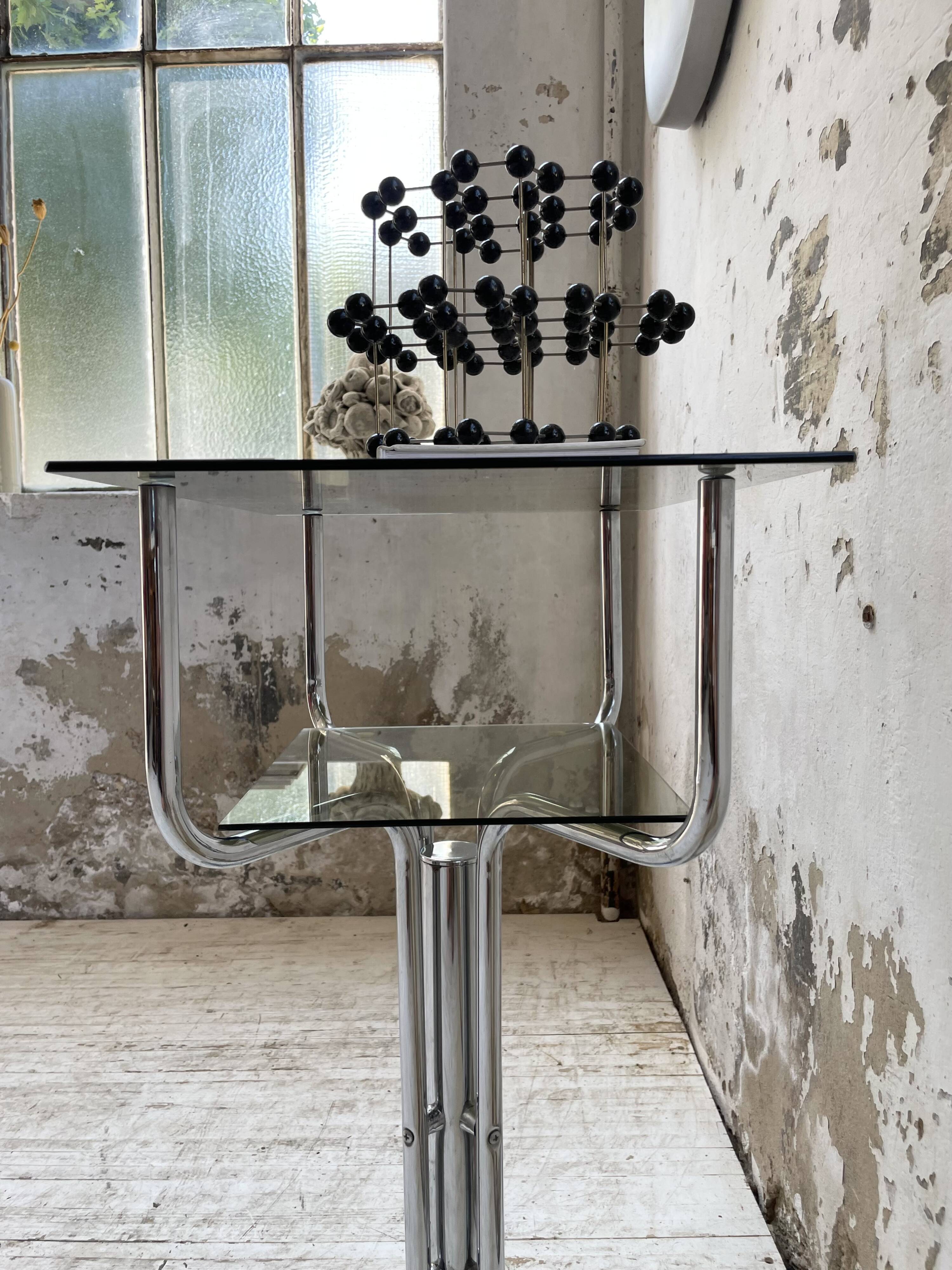80s glass and marble console