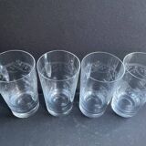 4 Engraved crystal fruit juice glasses