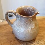 Handmade enameled stoneware pitcher