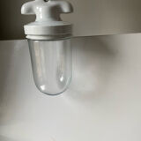 Art deco ceiling pendant lamp in porcelain & glass