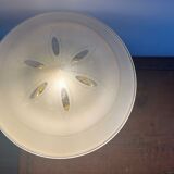 Antique brass lamp and frosted glass
