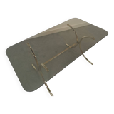 Smoked glass coffee table with gold-coloured legs from Sweden