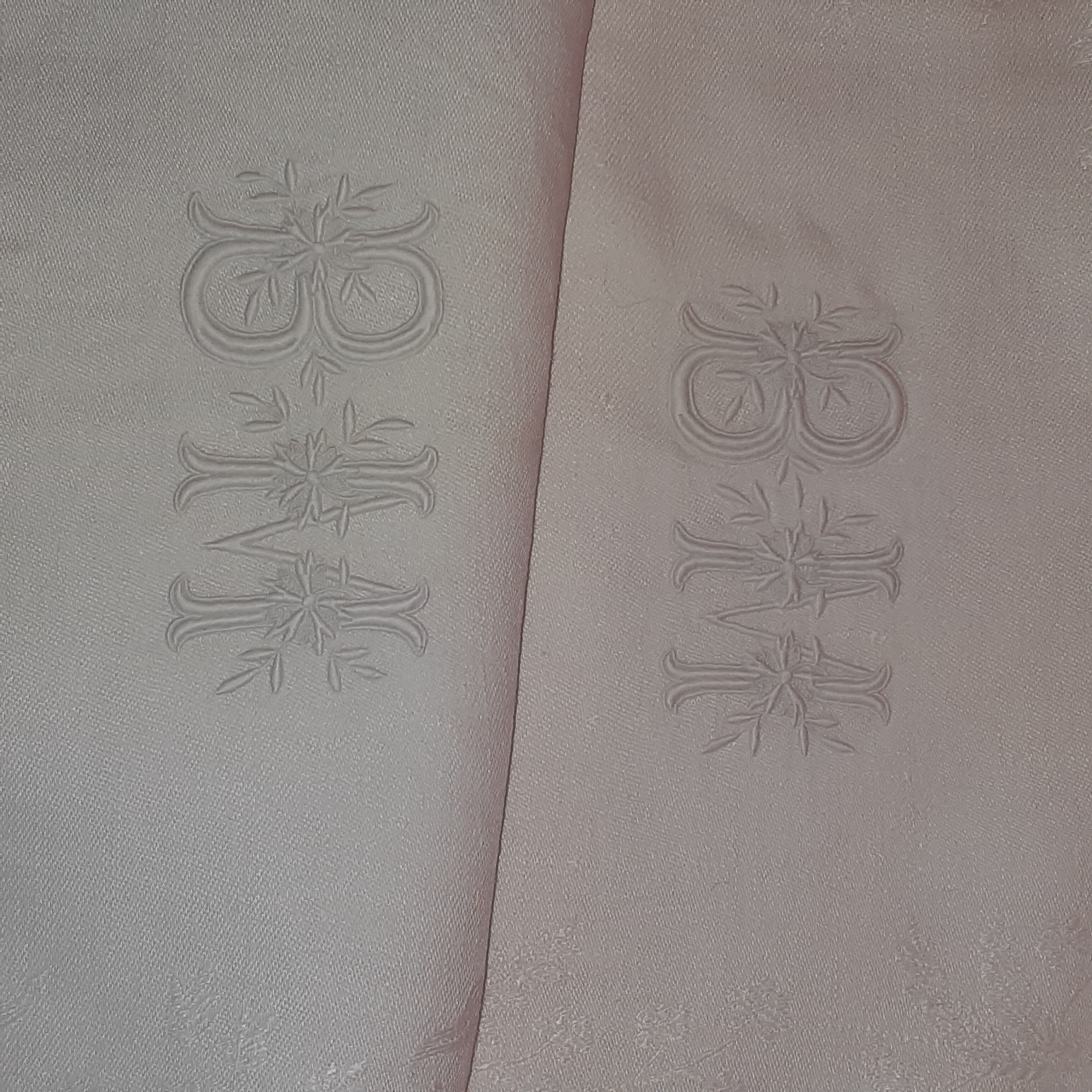 15 white damask towels with mongram