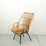 Metal and Rattan Terrace or Lounge Chair from Rohé Noordwolde, 1960s