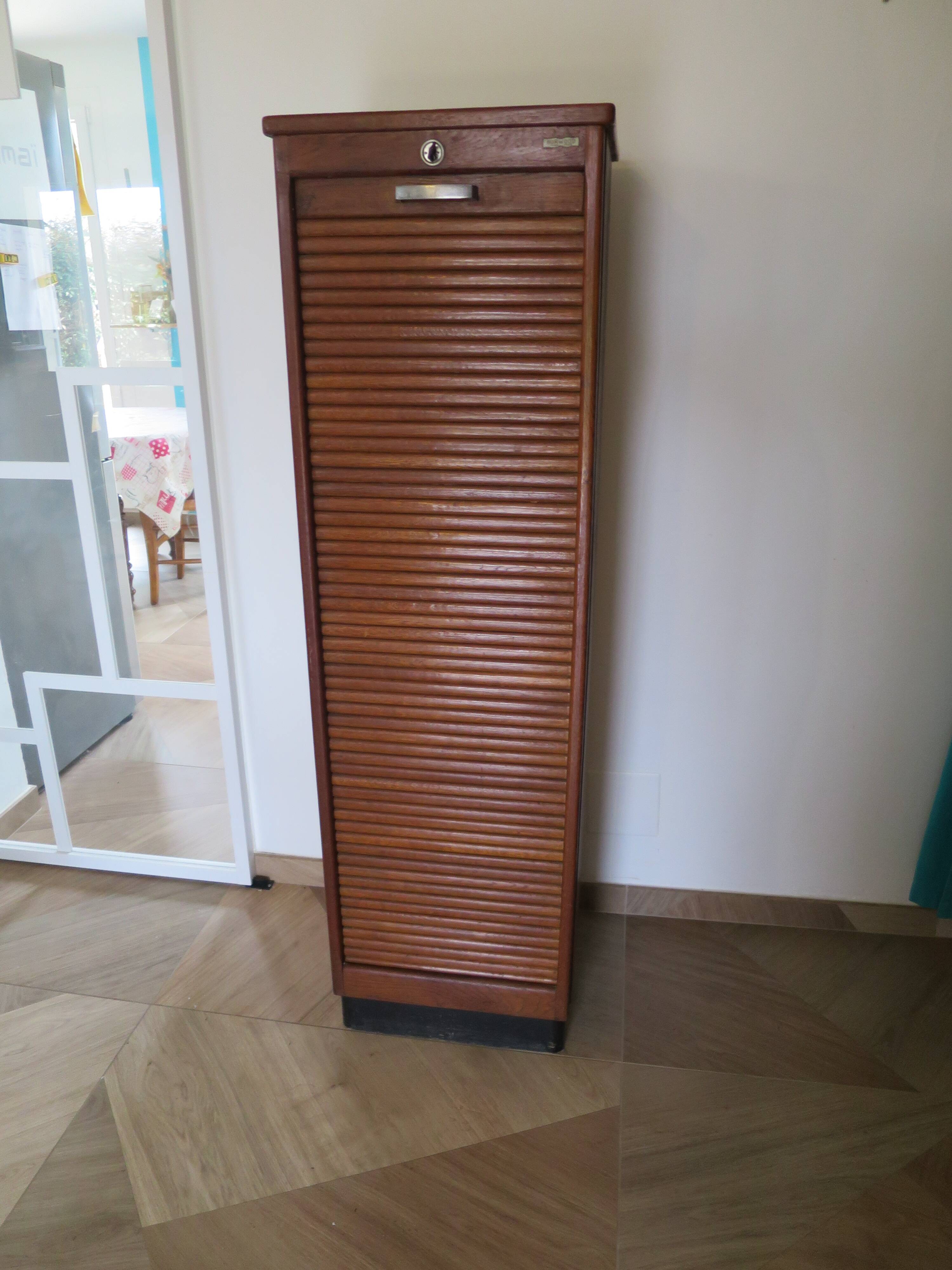 Burwood oak curtain file cabinet, 1960s