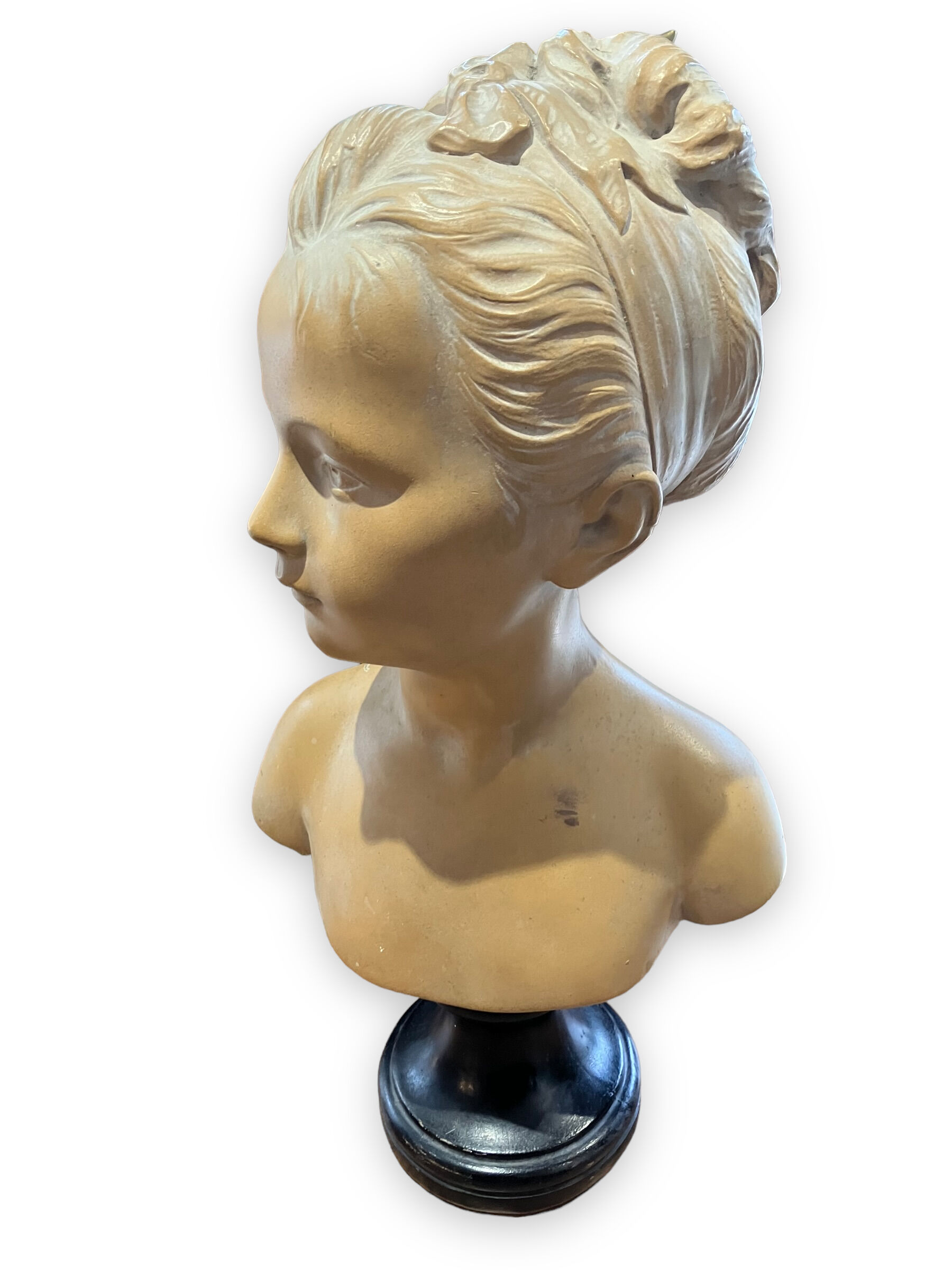 Bust of louise brongniart in patinated plaster after houdon