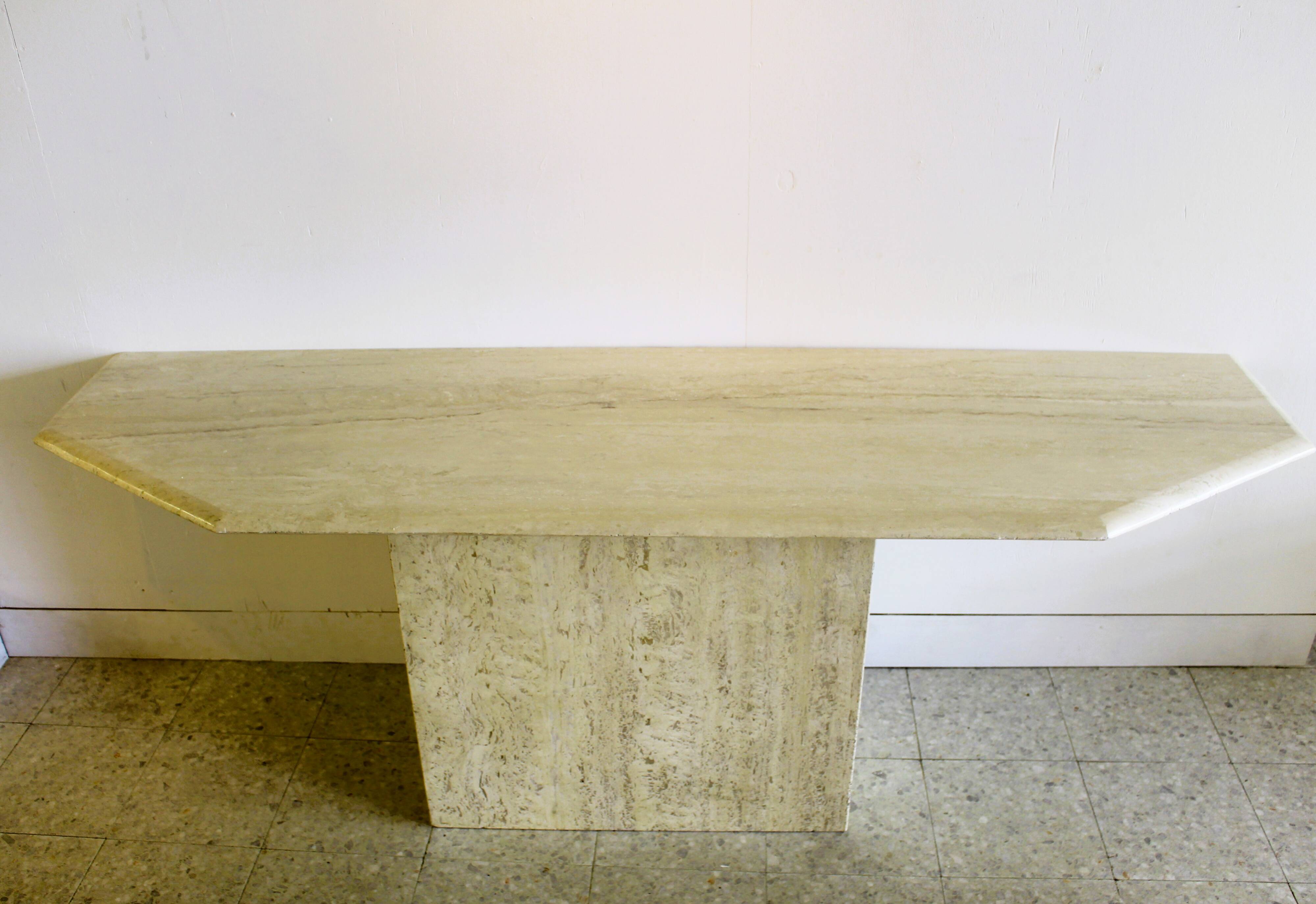 Very large travertine console, Italy, 1970s.