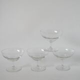 set of 4 engraved crystal champagne glasses 1950 8.5 x 10 cm