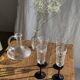 4 large Luminarc Octime vintage octagonal champagne flutes with black foot