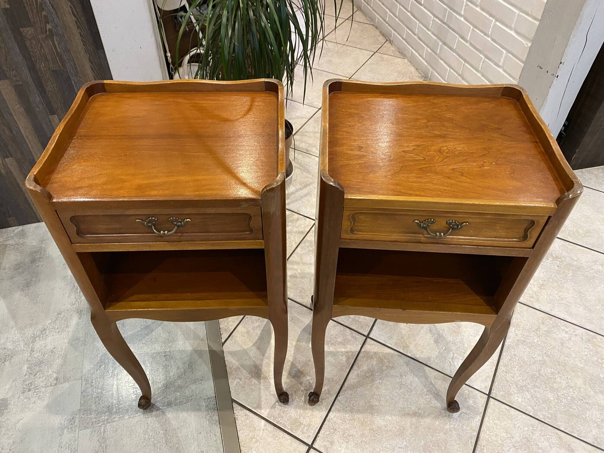 Pair of bedside tables with drawer and niche in Louis XV style.