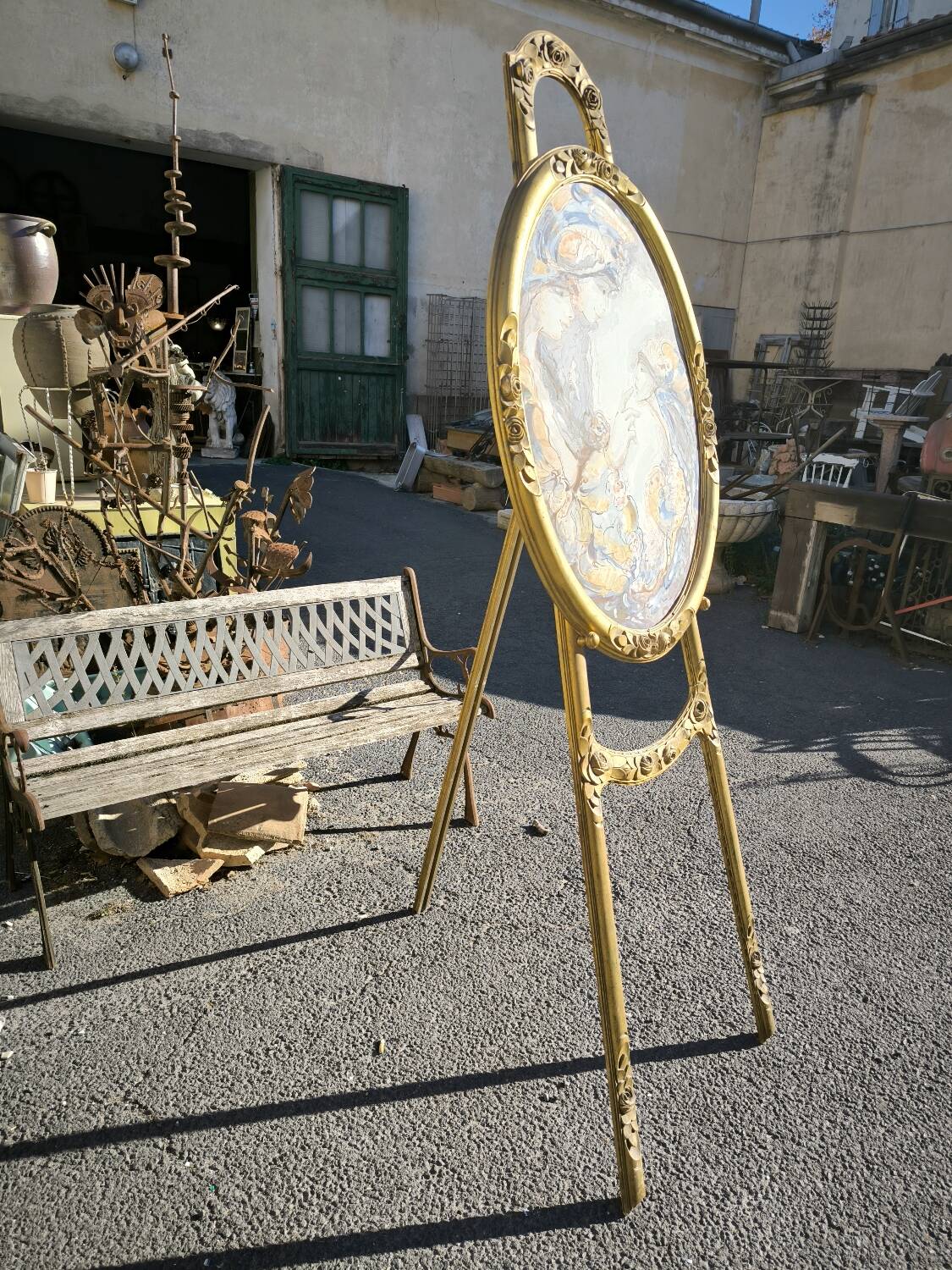 Easel and watercolor painting circa 1925