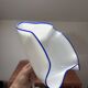 Vintage wall light in white opaline with blue edging