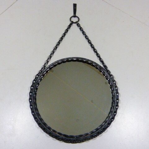 1960's Vintage Wrought Iron Chain Mirror