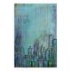 Contemporary paintig in teal, purple and green shades, acrylic on canvas