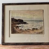 Early 20th century watercolor, beach in Biarritz, signed