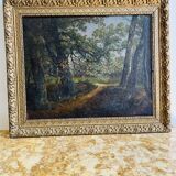 Oil painting on canvas path in the woods