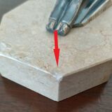 Pair of Gazelles bookends Hippolyte Moreau, signed - Spelter, marble