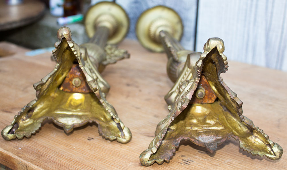Pair of church candlesticks 57 cm high